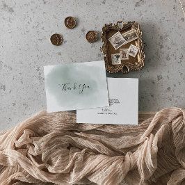 書道の緑と白結婚色 サンキューカード