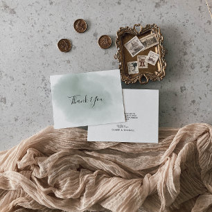 書道の緑と白結婚色 サンキューカード