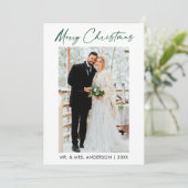 書道の緑のインク結婚スクリプトの写真 シーズンカード (スタンド正面)