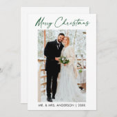 書道の緑のインク結婚スクリプトの写真 シーズンカード (正面/裏面)