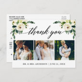 書道の緑のフローラ結婚の写真ありがとう ポストカード (正面/裏面)
