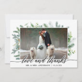 書道の緑の松の感謝してい愛結婚の サンキューカード (正面)