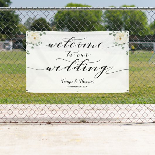 書道の緑を飲み込む私たち結婚へようこそ 横断幕 (インサイチュ)