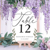 書道の藤の緑の水結婚色 テーブルナンバー