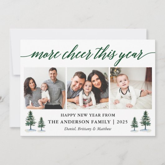 書道の詳細応援今年は3つの写真の松 シーズンカード (正面)