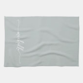 書道の賢者グリーン モノグラム 名前 スクリプト キッチンタオル (横)
