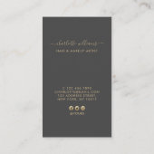 書道の赤面とグレーのロイヤリティ縦書き 名刺 (裏面)