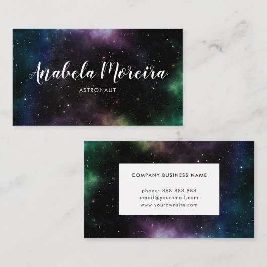 書道の銀河系のテーマの宇宙のモダンのクリエイティブ 名刺 (正面/裏面)