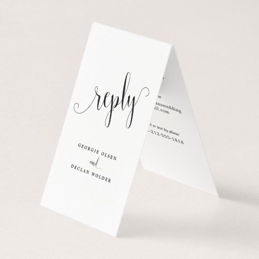 書道の長結婚いRSVPカード (正面)