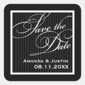 書道の黒いピンストライプ日付を保存 スクエアシール (正面)