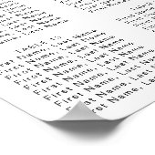 書道の黒と灰色の結婚シーティングチャート ポスター (角)