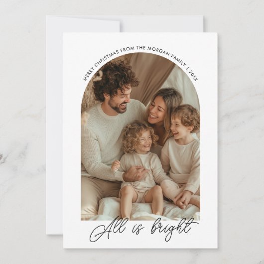書道はすべて明るいクリスマス家族の写真 シーズンカード (正面)