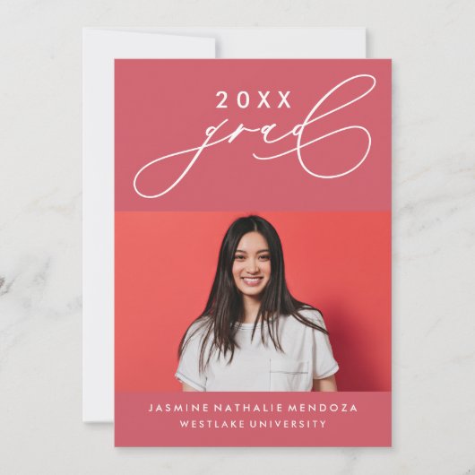 書道はっきりしたお洒落卒業招待状 招待状 (正面)