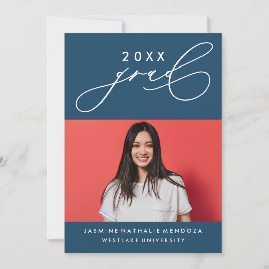 書道はっきりしたお洒落卒業招待状 招待状 (正面)