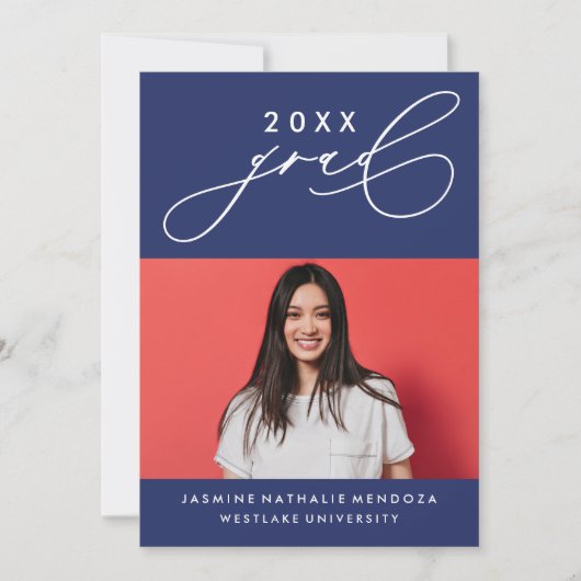 書道はっきりしたお洒落卒業招待状 招待状 (正面)