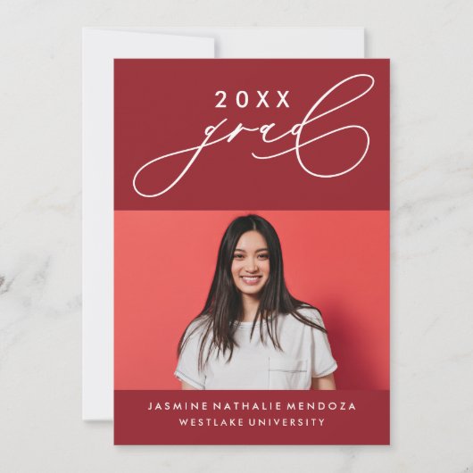 書道はっきりしたお洒落卒業招待状 招待状 (正面)