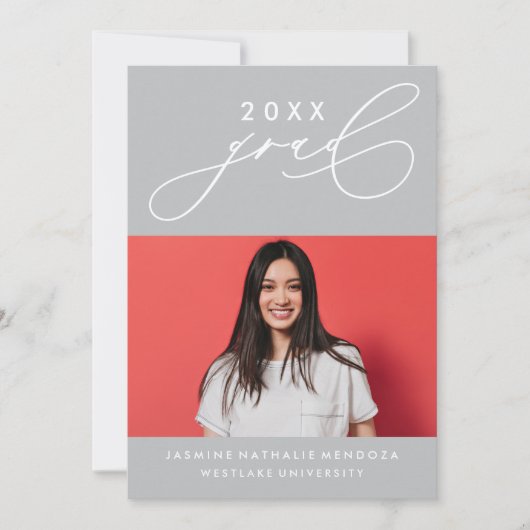 書道はっきりしたお洒落卒業招待状 招待状 (正面)