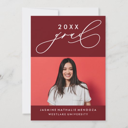 書道はっきりしたお洒落卒業招待状 招待状 (正面)