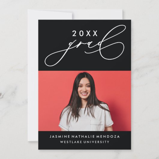 書道はっきりしたお洒落卒業招待状 招待状 (正面)