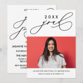 書道はっきりしたお洒落卒業招待状 招待状 (正面/裏面)