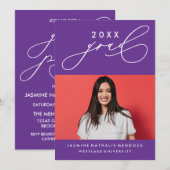 書道はっきりしたお洒落卒業招待状 招待状 (正面/裏面)