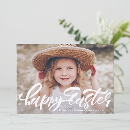 書道はっきりしたモダン写真ハッピーイースター シーズンカード (スタンド正面)