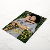 書道はっきりしたモダン写真メリークリスマス 箔シーズンカード (回転した状態)