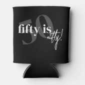 書道はっきりした50誕生日付きタイポグラフィ 缶クーラー (正面)