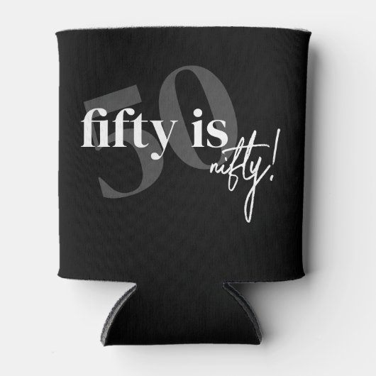 書道はっきりした50誕生日付きタイポグラフィ 缶クーラー (正面)