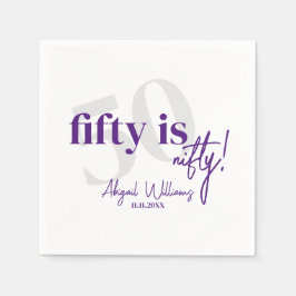 書道はっきりした50th Birthday Party付きタイポグラフィ スタンダードカクテルナプキン