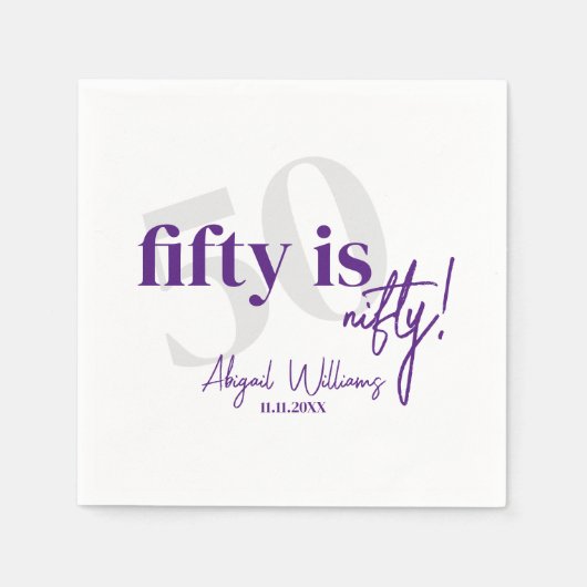 書道はっきりした50th Birthday Party付きタイポグラフィ スタンダードカクテルナプキン (正面)