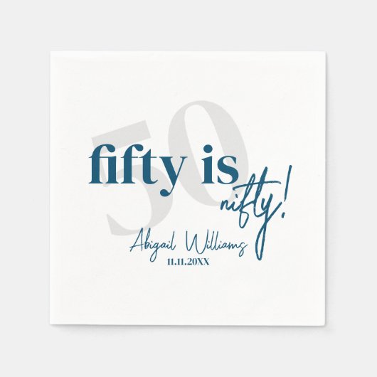 書道はっきりした50th Birthday Party付きタイポグラフィ スタンダードカクテルナプキン (正面)