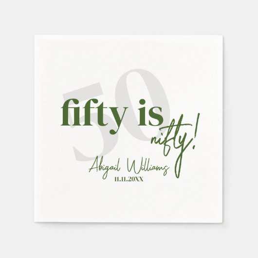 書道はっきりした50th Birthday Party付きタイポグラフィ スタンダードカクテルナプキン (正面)
