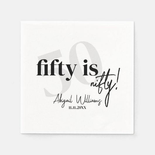 書道はっきりした50th Birthday Party付きタイポグラフィ スタンダードカクテルナプキン (正面)