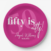 書道はっきりした50th Birthday Party付きタイポグラフィ ペーパープレート (正面)