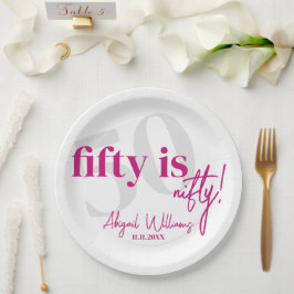 書道はっきりした50th Birthday Party付きタイポグラフィ ペーパープレート