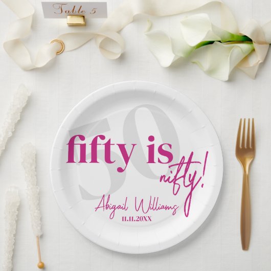書道はっきりした50th Birthday Party付きタイポグラフィ ペーパープレート (ウェディング)