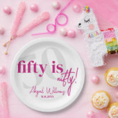 書道はっきりした50th Birthday Party付きタイポグラフィ ペーパープレート (パーティー)