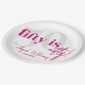 書道はっきりした50th Birthday Party付きタイポグラフィ ペーパープレート (アングル)