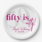 書道はっきりした50th Birthday Party付きタイポグラフィ ペーパープレート (正面)