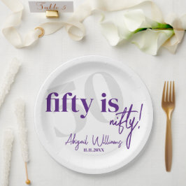 書道はっきりした50th Birthday Party付きタイポグラフィ ペーパープレート