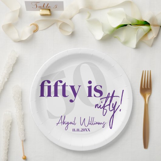 書道はっきりした50th Birthday Party付きタイポグラフィ ペーパープレート (ウェディング)