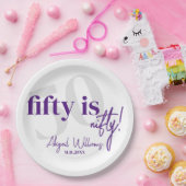 書道はっきりした50th Birthday Party付きタイポグラフィ ペーパープレート (パーティー)