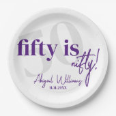書道はっきりした50th Birthday Party付きタイポグラフィ ペーパープレート (正面)