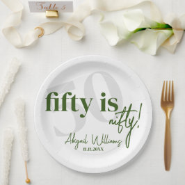 書道はっきりした50th Birthday Party付きタイポグラフィ ペーパープレート
