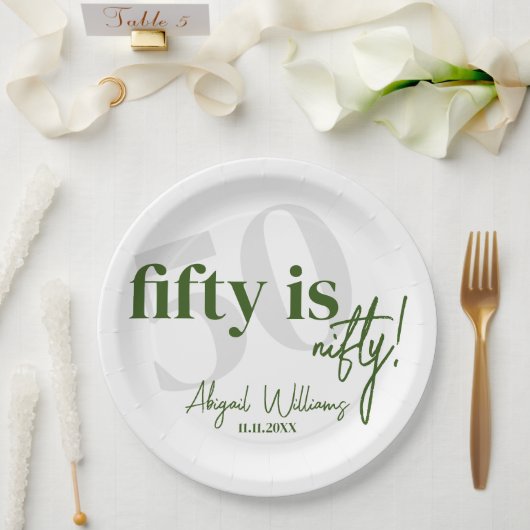 書道はっきりした50th Birthday Party付きタイポグラフィ ペーパープレート (ウェディング)