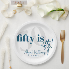 書道はっきりした50th Birthday Party付きタイポグラフィ ペーパープレート