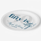 書道はっきりした50th Birthday Party付きタイポグラフィ ペーパープレート (アングル)