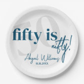 書道はっきりした50th Birthday Party付きタイポグラフィ ペーパープレート (正面)
