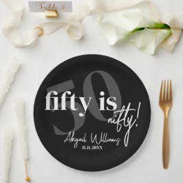 書道はっきりした50th Birthday Party付きタイポグラフィ ペーパープレート